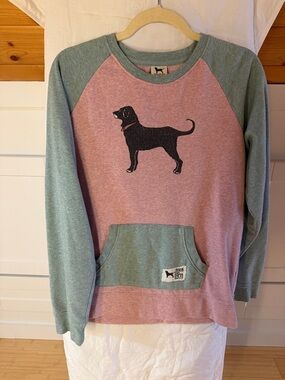 The Black Dog Pink Pullover with Mint Green Raglan Sleeves